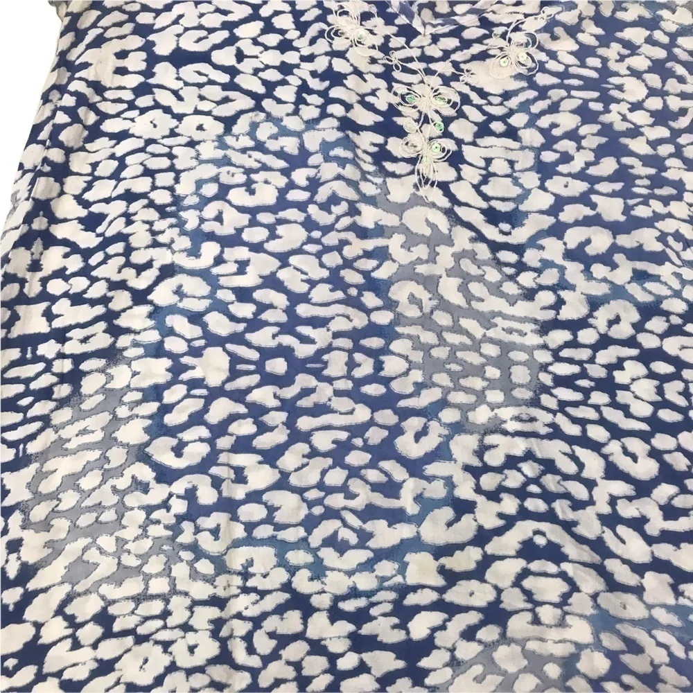 Ruby Yaya Large Dress V Neck A Line Lightweight Fringe Hem Sequins Embroidery.
